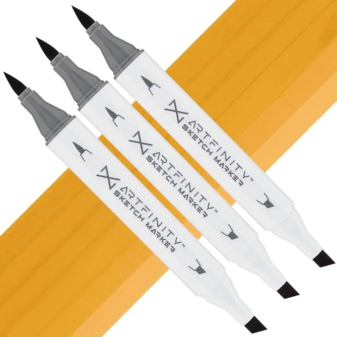 Artfinity Sketch Markers - Set of 3 - Terra Y4-5, Vibrant, Professional, Dye-Based Alcohol Markers for Artists, Drawing, Travel, & More