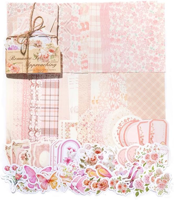 Doraking 100pcs Vintage Floral Scrapbook Paper Journaling Stickers