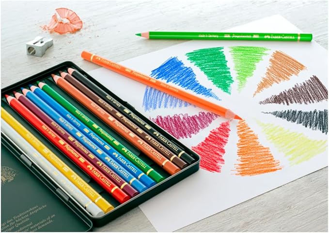 Faber-Castell Art & Graphic Polychromos Colour Pencil, Multicoloured, Tin Of 12, For Art, Craft, Drawing, Sketching, Home, School, University, Colouring