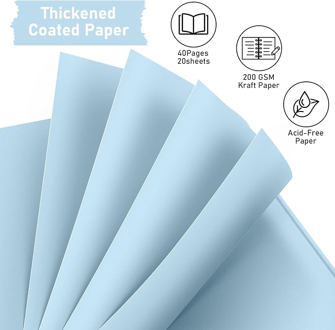 GOTIDEAL 7 x 7 Inch Scrapbook Album with Metallic Markers, Blue, 40 Pages | Kraft Paper Photo Albums for Wedding & Anniversary, Family DIY Scrap Books with Scrapbooking Stickers Corners