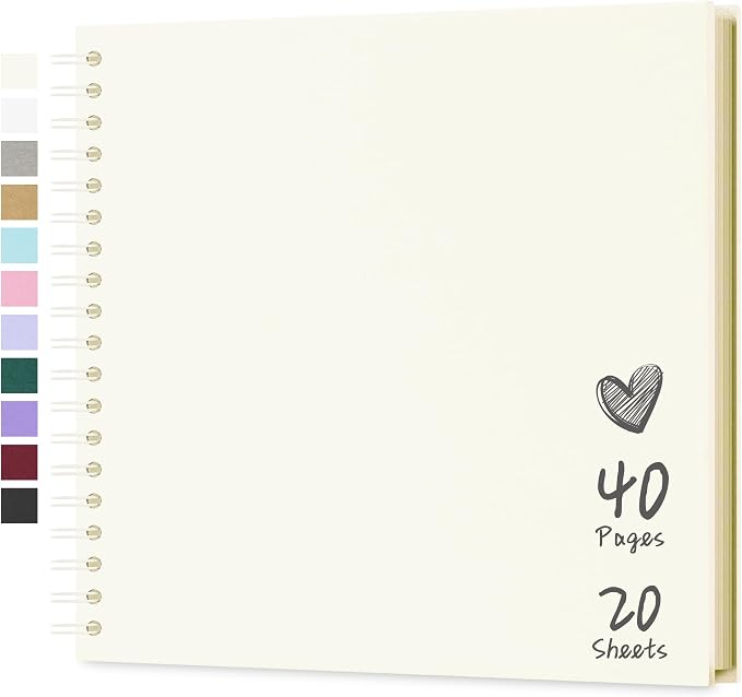 Scrapbook Photo Album 10"x10" 20 Sheets 40 Pages Hardcover Kraft Paper