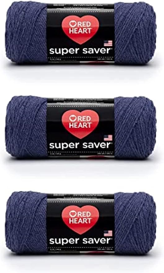 Red Heart Super Saver Yarn for Crocheting & Knitting, Denim, 3-Pack