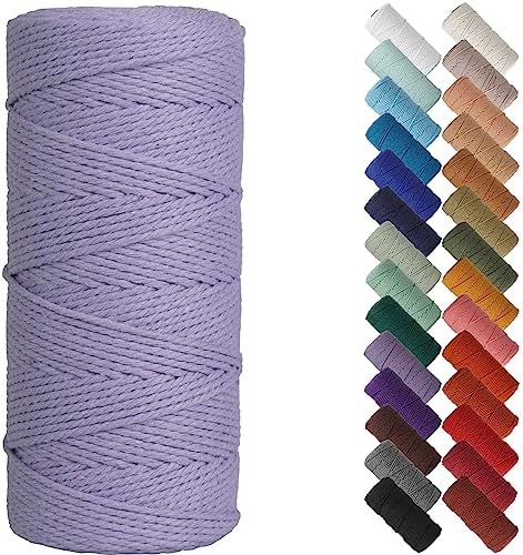 NOANTA Light Purple Macrame Cord 2mm x 220yards, Cotton Macrame Yarn
