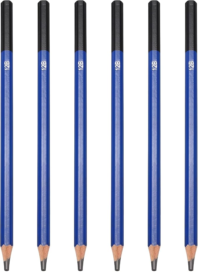 PATIKIL 12B Drawing Pencils for Sketching, 6PCS Sketch Pencils for Drawing Art Pencils Graphite Wood Pre-sharpened for Drawing Sketching Artists, 12B Pencils