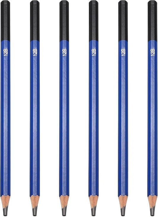 PATIKIL 12B Drawing Pencils for Sketching, 6PCS Sketch Pencils for Drawing Art Pencils Graphite Wood Pre-sharpened for Drawing Sketching Artists, 12B Pencils