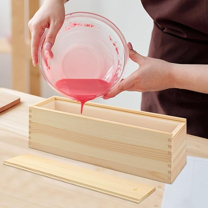 130 oz White Soap molds for Soap Making Large Size, Soap Loaf Wood Box Kit, Soap Bar Wood Box for DIY Supplies, Soap Molld with pull-out Lid(1 wooden box+1 wooden cover+1 silicone soap molld)