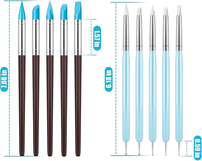 Clatoon 10Pcs Silicone Clay Sculpting Tool, Modeling Dotting Tool | Pottery Craft use for DIY Handicraft, Silicone Brush, Sculpture Pottery, Nail Art