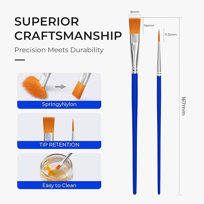 Smallbudi 168 PCS Small Paint Brushes Bulk for Kids Classroom