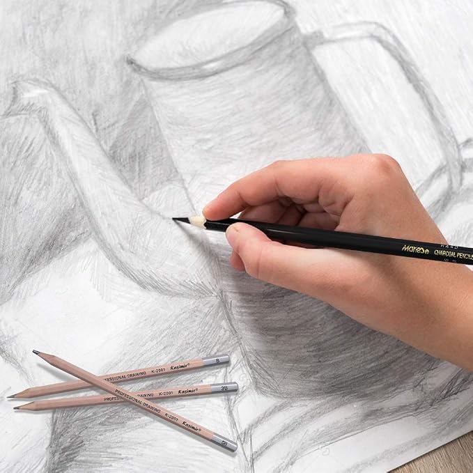 Drawing Pencils, Sketch Pencils Graphite 12B 8B 7B 6B 5B 4B 3B 2B B HB 2H and Charcoals Art Supplies for Sketching and Drawing,Pencil Set for Artists or Kids