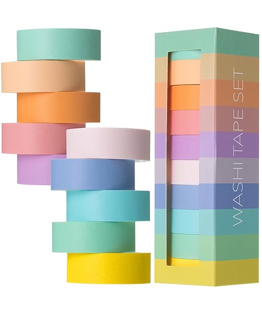Mr. Pen- Washi Tape Set, 10 Rolls, 5.5 Yards/Roll, Washi Tape for Scrapbook | Arts, Crafts, Journals and Planners, Pastel Harmony