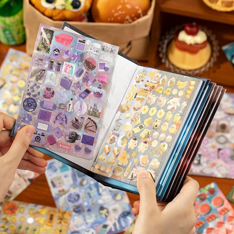 Japanese Retro Sticker Book, 800 Cartoon Stickers Book with Art Coated Paper Creative Activity Stickers for Adults, DIY Scrapbooking Phone Cases Laptops Party Gifts (Windchime Dream)