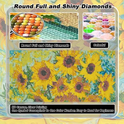 VeGuude Diamond Art Kits for Adults Sunflower Diamond Painting Kits 12*12In