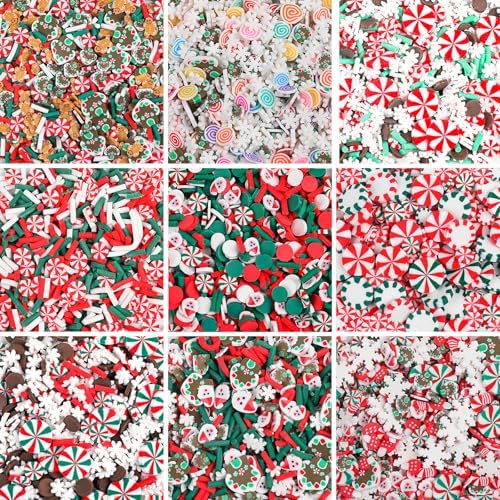 FOIMAS Fake Christmas Sprinkles, 4.76 oz Mini Fake Sprinkles Christmas Polymer Clay Slices for Crafts Art DIY Cake Decoration Slime Card Filler Supply
