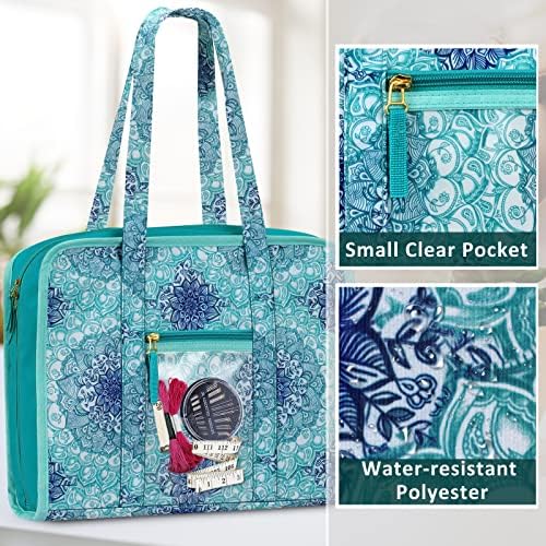 FINPAC Sewing and Craft Supplies Storage Tote Bag with Clear Pockets