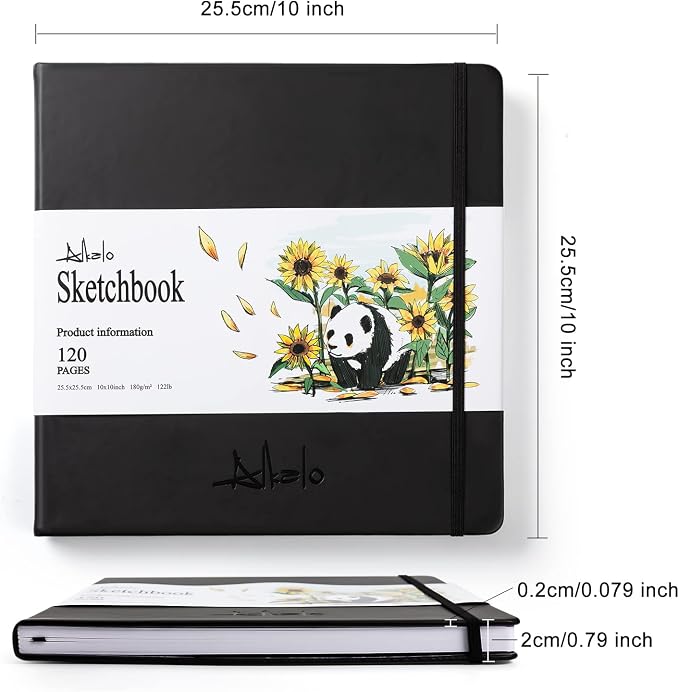 Sketchbook for Drawing, 120 Pages Sketch Book, 122LB/180GSM Thick Paper | Mixed Media Sketchbook for Charcoal Pencil, Inks Pen, Colored Pencil, Acrylic Marker, Oil Pastel