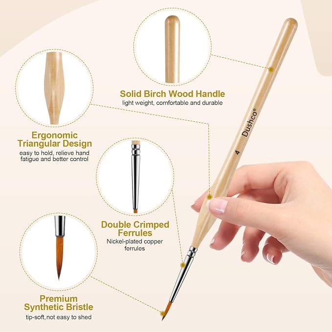 Small Paint Brush Set, 10 pcs Thin Paint Brushes for Fine Detailing