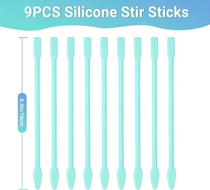Gartful 9PCS Large Silicone Stir Sticks, Reusable Epoxy Resin Mixing Sticks, Non-Stick Craft Stirring Rods for Paint Mixing, Glitter Tumblers, Liquid Art Supplies, DIY Crafts Tools, Turquoise