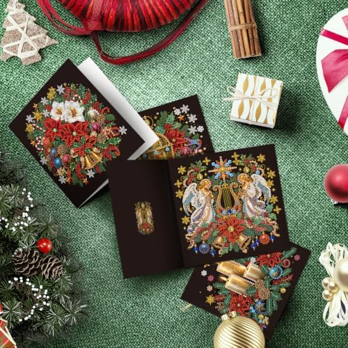 POETRYDRAW DIY Diamond Art Painting Greeting Card Kit, Creative Craft Set for Card Making，Christmas