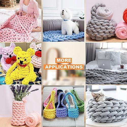 JeogYong Chunky Yarn for Hand Knitting, 0.55lb/10 Yards Arm Knitting Bulky Giant Tubular Yarn for Bags, Baskets, Pillows, Pet Nests, DIY Crafts (Cream Yellow)