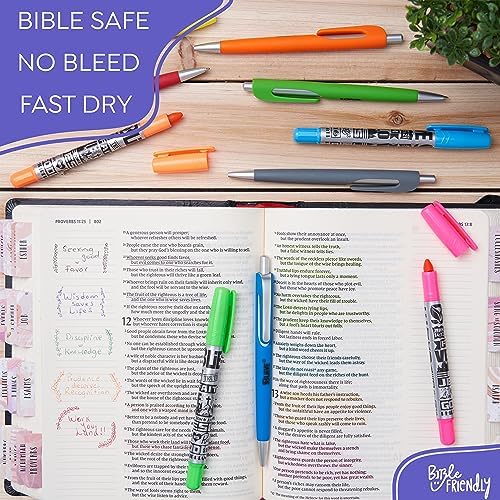 BLIEVE - Aesthetic Highlighters and Gel Pens With Soft Ink and Chisel Tip, Bible Highlighters and Pens No Bleed, Dry Fast Easy to Hold, for Bible Journaling Planner School Supplies (COLORFUL)