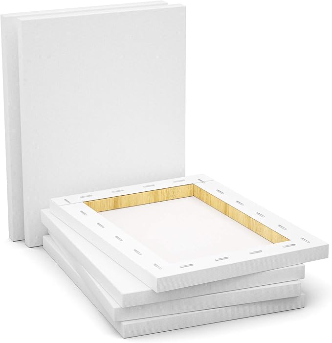 GOTIDEAL Stretched Canvas, 11x14 Inch Set of 7, Primed White | 100% Cotton Artist Canvas Boards for Painting, Acrylic Pouring, Oil Paint Dry & Wet Art Media