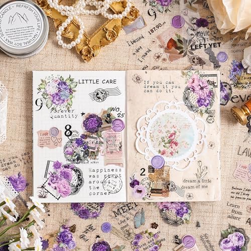 309 Pcs/24 Sheets Stickers for Scrapbooking,Scrapbook Flower Stickers for Scrapbooking Art Journal Bullet Journal Accessories