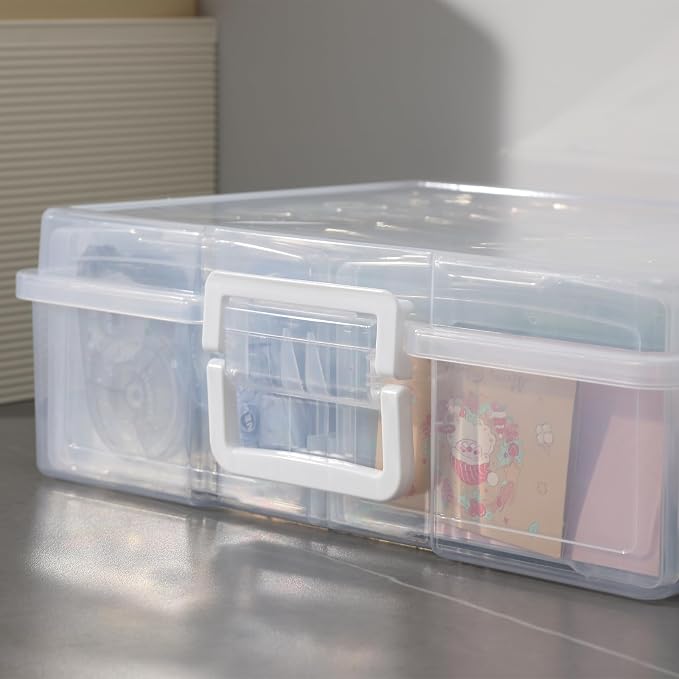 novelinks Photo Storage Boxes with Handle, Photo Organizers and Storage | 2Pack Clear, Photo Albums 4x6 Pictures, Photo Cases, Classroom Organization, Index Card Box, Photo Card Holder, Seed Storage
