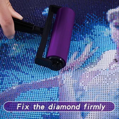 LYMUSUMI 61PCS 5D Diamonds Art Accessories and Tools Kits with Diamond Painting Roller and Diamond Art Storage Box for Adults or Kids（Purple）
