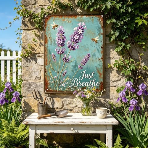 Lavender 5D Diamond Art Kits for Adults, Just Breathe Round Full Drill Flower Diamond Painting for Beginners, DIY Gem Art for Home Wall Decor, Stress Relief Crafts, Include Tools, 12x16 Inch
