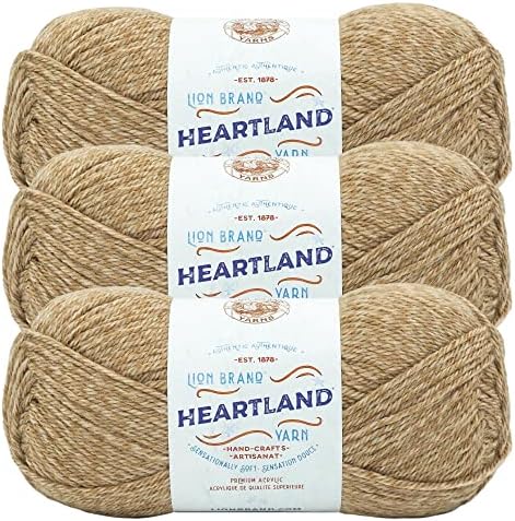 Lion Brand Yarn, Heartland Crochet Yarn, Indiana Dunes, Brown, 3 Pack