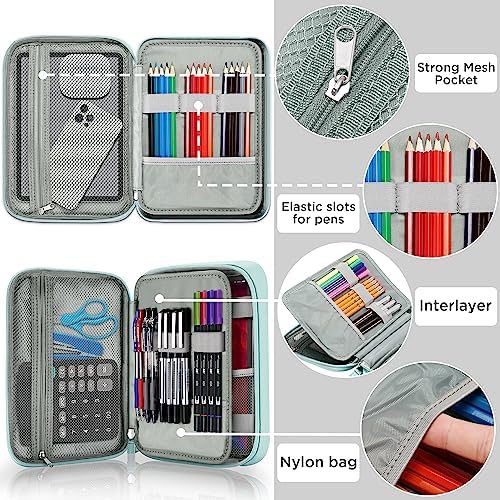 Zannaki Big Capacity Storage Pouch Marker Pen Pencil Case Simple Stationery Bag Box Art Tool & Sketch Storage Boxes for Bullet Journal Middle High School Office College Student Girl Women Adult Teen