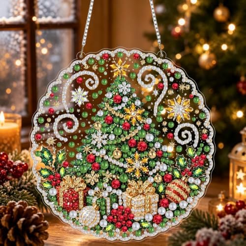 Christmas Pearl Diamond Art Kits for Adult，Hanging Pearl Painting Kit