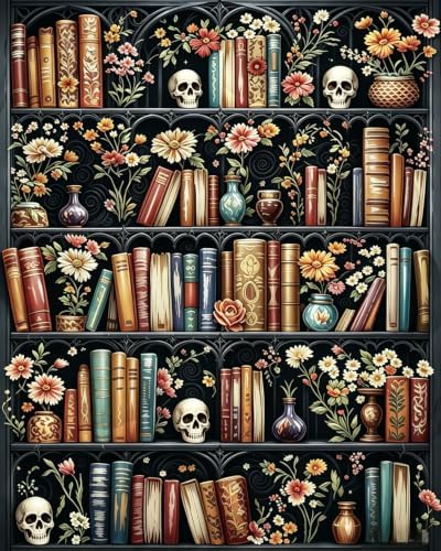 Tabszca Halloween Bookshelf Paint by Numbers Kit for Adults 16 X 20 Inch