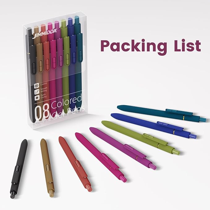 8 Pcs Colored Gel Pens with Fidget, Vintage Color Ink No Smudge