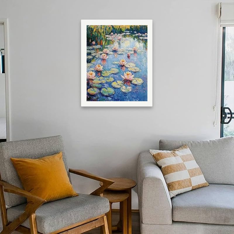 TAOPAOLAB Water Lily Garden Paint by Numbers Kit for Adults - DIY Monet-Inspired Water Lilies Painting on Canvas 16x20 Inches, Acrylic Paint Set, Suitable for Beginners, for Home Decoration/Gifts