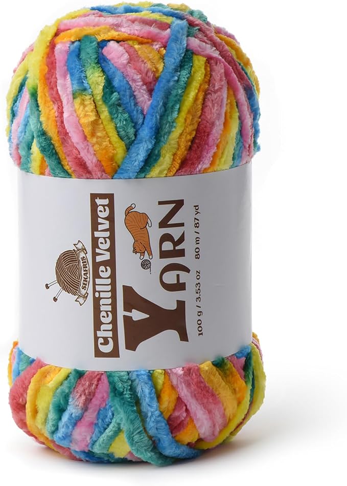 Chenille Crochet Neon Yarn 1 Pack
