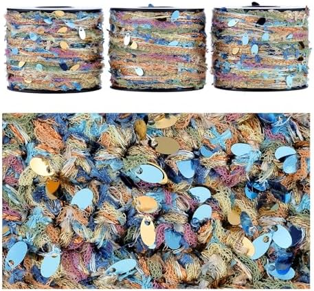 Artisanal Yarn Collection Multifiber Fancy Yarn for Knitting Crocheting Crafts DIY, Set of 3 Rolls (Garden Dream Weave)
