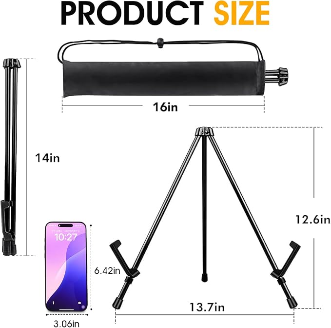 AROIC 12 Pack 14''Tabletop Easels, Black Steel Table Top Easels for Display | Adjustable Portable Table Top Easel for Paintings, Signs, Posters,Frame Pictures(with 12 Bags)