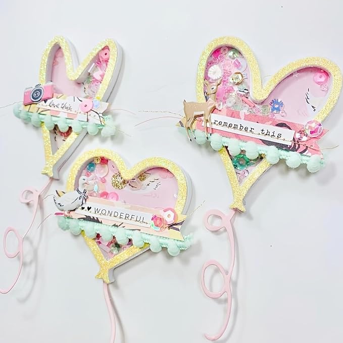 Lapoo 3D Backgrounds Frame Metal Cutting Die for Scrapbooking, New Cutting Dies DIY Album Card Making Decor Paper Craft Metal Die Cuts Party Wedding Decorations (Birthday Love Balloons 5.3 x 3.9 in)