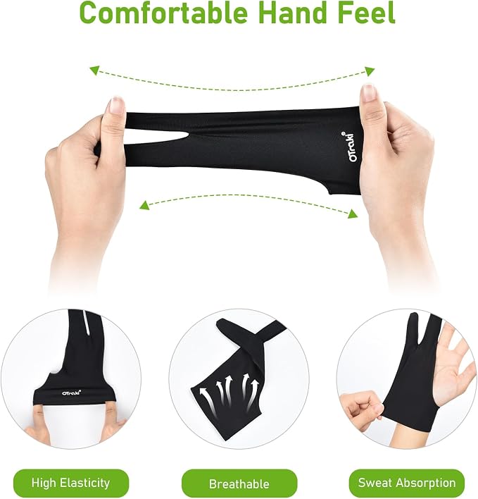 OTraki 4 Pack Artist Drawing Gloves for Digital Tablet Paper Sketching