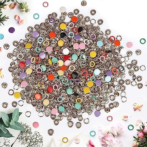 Minestylish 100 Sets Metal Snaps Buttons with Fastener Pliers Press Tool Kit Perfect for DIY Crafts Clothes Hats and Sewing, Snap Button Fasteners Kit for Clothing(Colorful / 400 PCS)