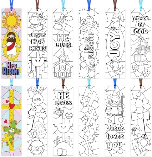72Pcs Easter Color Your Own Bookmarks, Coloring Blank Bookmarks for Kids
