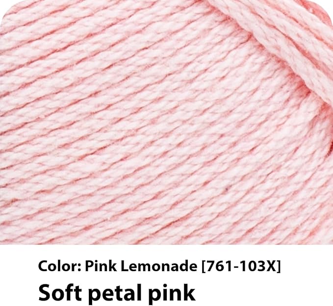 Lion Brand Yarn, 24/7 Cotton Yarn, Pink Lemonade, 1 Pack