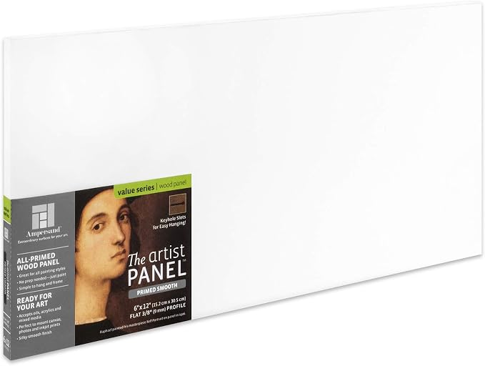 Ampersand Primed Smooth | 6x12 | 3/8" Cradled | Smooth Gesso Panel