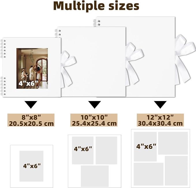 Scrapbook Photo Album DIY 12x12 Inch Thick Kraft 80 Pages White