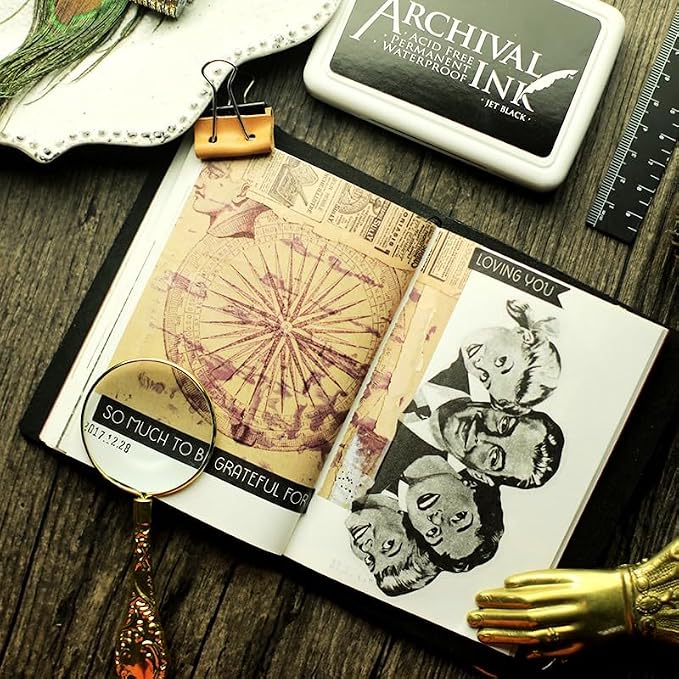 CATaireen Vintage Junk Journal Ephemera Scrapbooking Supplies Translucent Vellum Paper Stickers Card Making Decal Art Aesthetic for Adults (Character Dark -2)