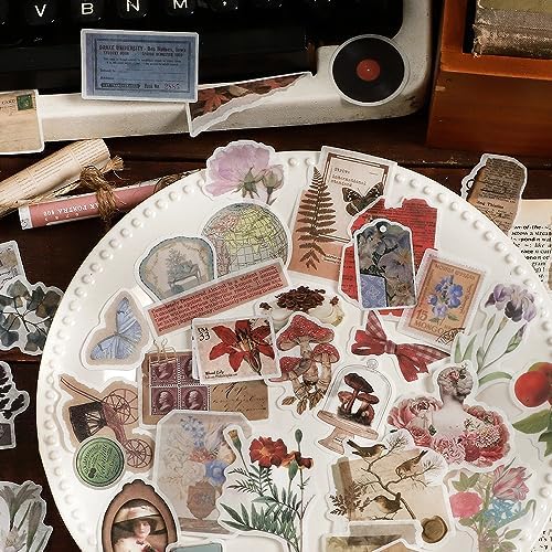 Maxleaf 400PCS Vintage Washi Sticker Set for Scrapbooking Journaling | Floral Retro Nostalgic Ephemera Stickers for DIY Crafts Planner Diary Album Handmade Work Journal Envelope Gift Wrapping