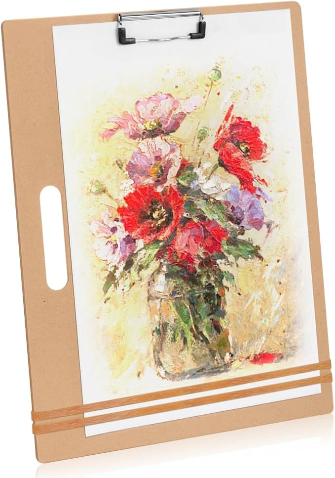 13"x17" Drawing Board with Clip, Rubber Bands and Carry Handle | Portable Lightweight Art Board For Sketching, Durable Watercolor Board For Artists Indoor Outdoor Use, Art Supply