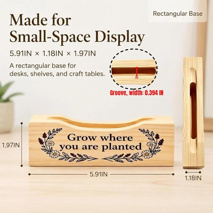 3Pack Embroidery Hoop Display Stand - 2-Tier Groove Wooden Base Fits 4-10 Inch Embroidery Hoops,Rectangle Embroidery Hoop Stand Base for Desktop Showcasing Finished Works & Organizing Projects Decor