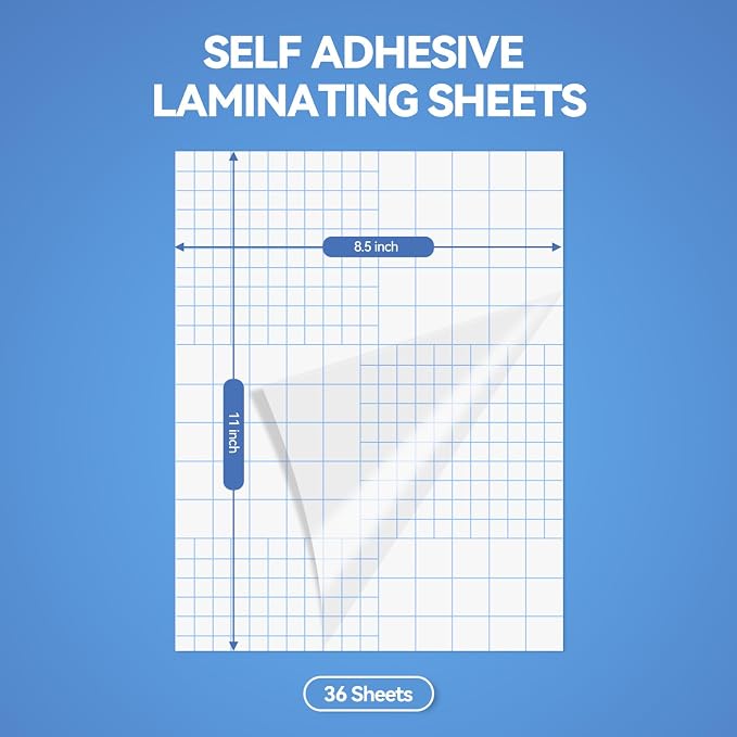 36 Sheets Transparent Laminate Sheets Self Adhesive Laminating Sheets